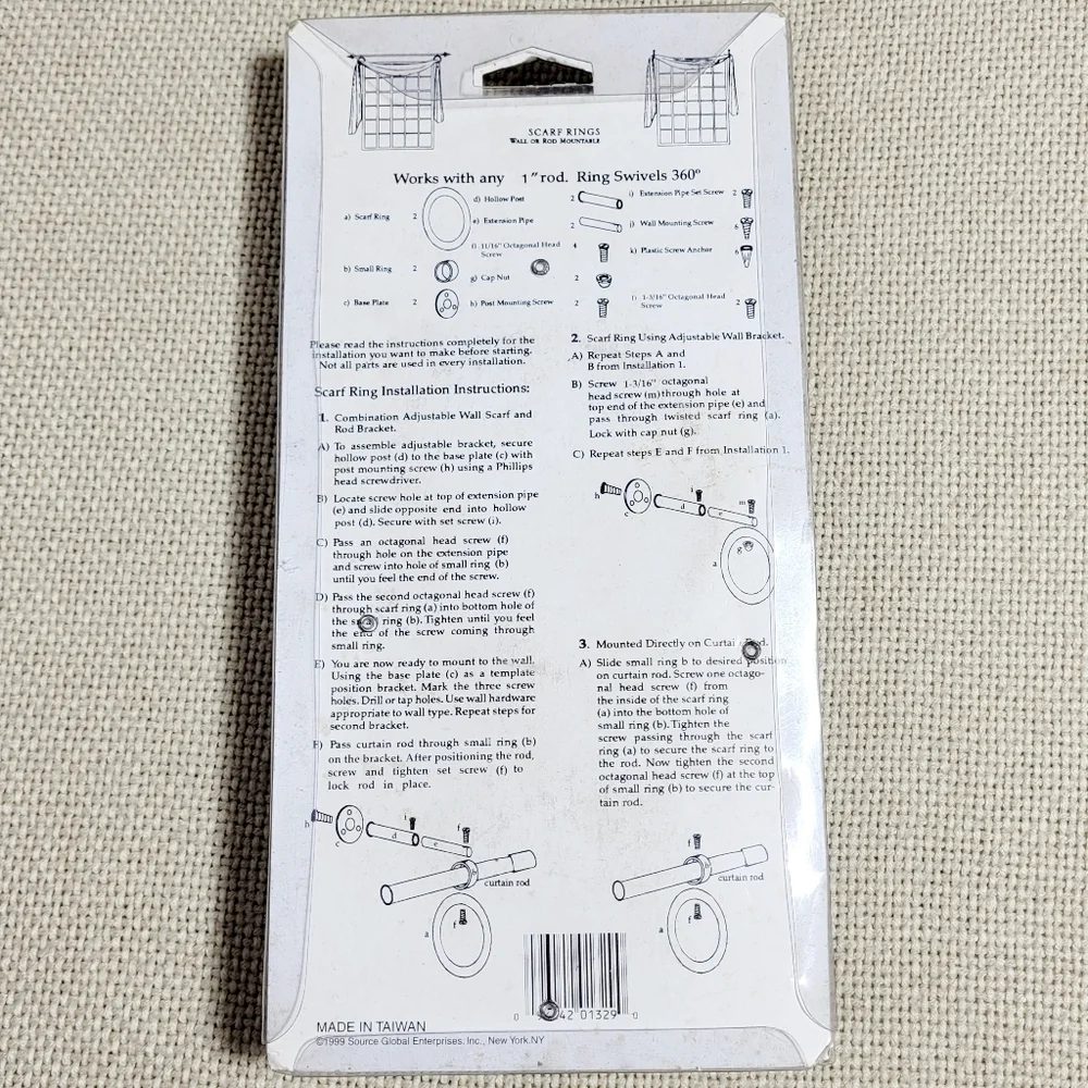 Satin Nickel Scarf Rings (set for 2 windows) New in Package